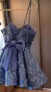 A Line Sequins Short Prom Dress Birthday Party Dress Homecoming Dress