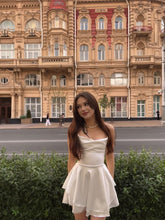 A Line White Simple Short Prom Dress Birthday Party Dress Homecoming Dress