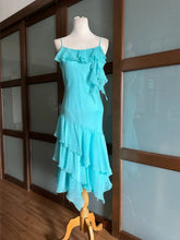 Beautiful Blue Chiffon Ruffle Homecoming Dress