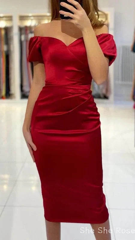 Burgundy Off-the-Shouder Short Prom Dress Bodycon Homecoming Dresses
