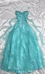 1950S Inspired Baby Princess Blue Prom Dress - Shimmering Sequins Tulle & Satin Ballgown For Formal Events