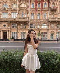 A Line White Simple Short Prom Dress Birthday Party Dress Homecoming Dress