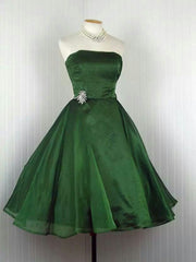 A Line Green Strapless Short Prom Dress Birthday Party Dress Homecoming Dress