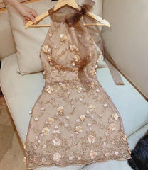 3D Flowers Short Prom Dress Birthday Party Dress Homecoming Dress
