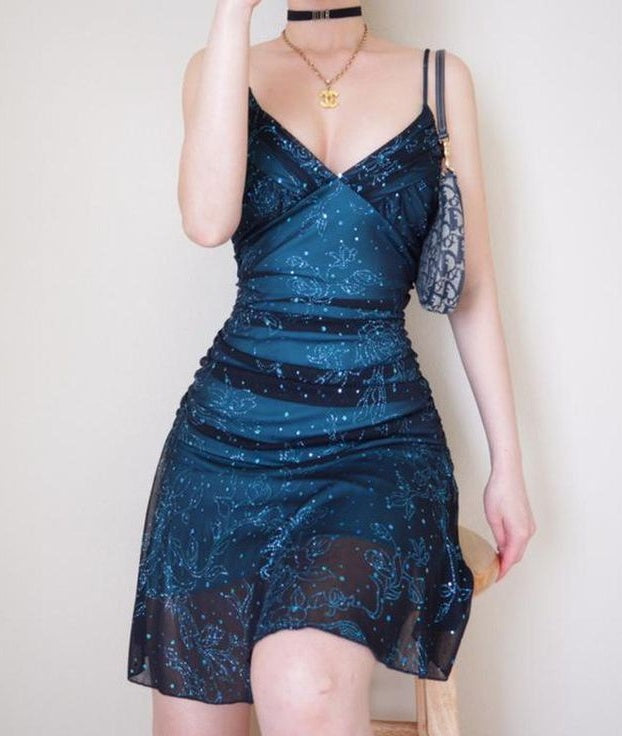 Beauty Homecoming Dress Blue Spaghetti Straps Cocktail Dress Short Birthday Dress