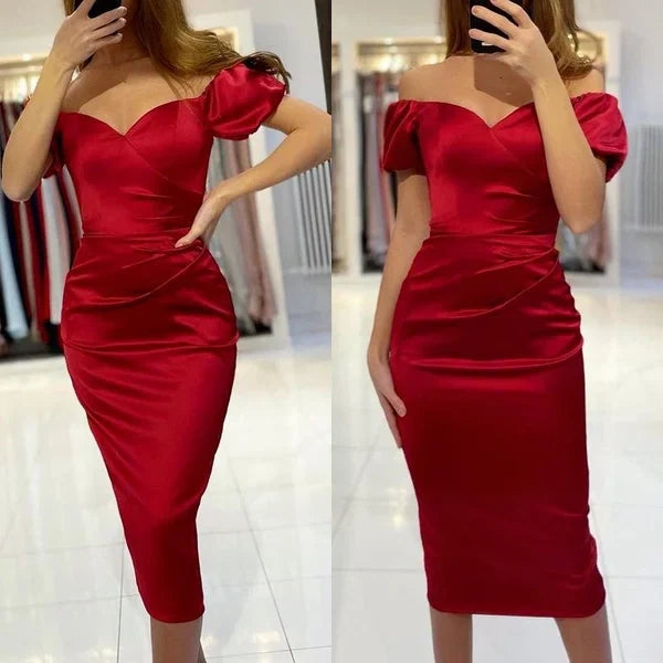 Burgundy Off-the-Shouder Short Prom Dress Bodycon Homecoming Dresses