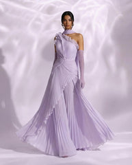 Chic Lilac One Shoulder Prom Dress Sleeveless Pleated withes