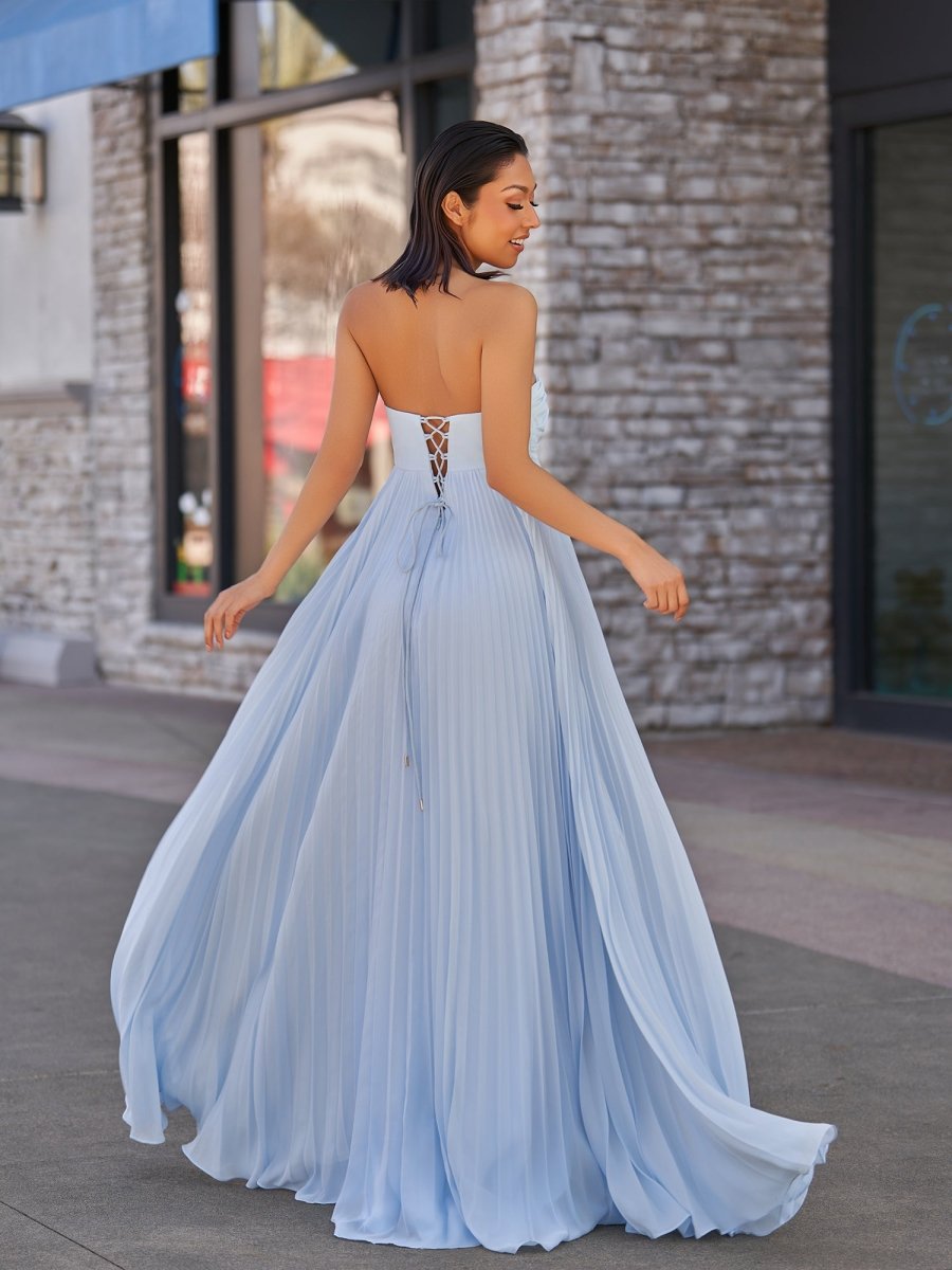 A Line Light Pink Sweetheart Chiffon Long Prom Dress