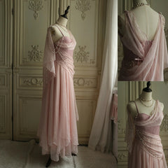 Affordable Prom Dresses Under $180||Lovely Pink 🩷Chiffon  Prom Dress Princess Pearls Spaghetti Straps Evening Dresses