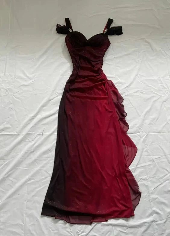 Affordable Party Dresses Under $160Elegant  Purple Glitter Ruffled Chiffon Prom Dresses