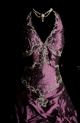 Elegant Halter Purple Long Prom Dresses Beaded Satin A-Line Birthday Dress