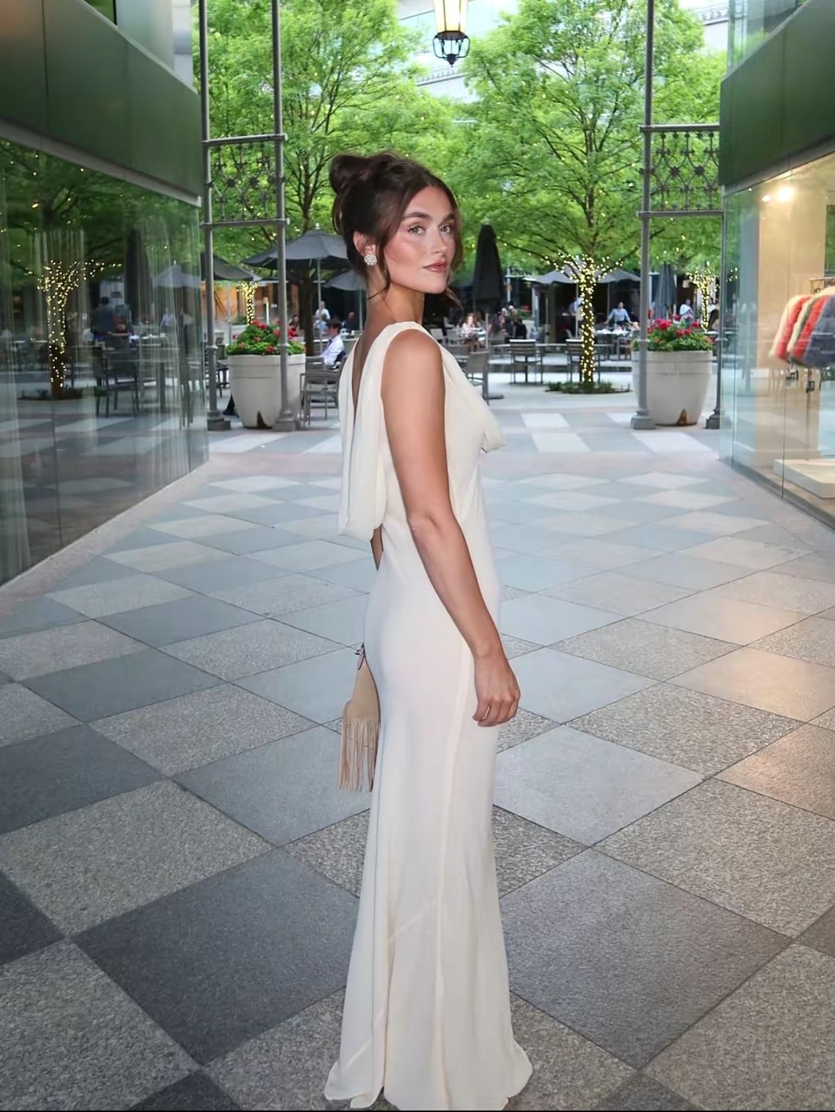 Cowl-Back Sleeveless Column Gown