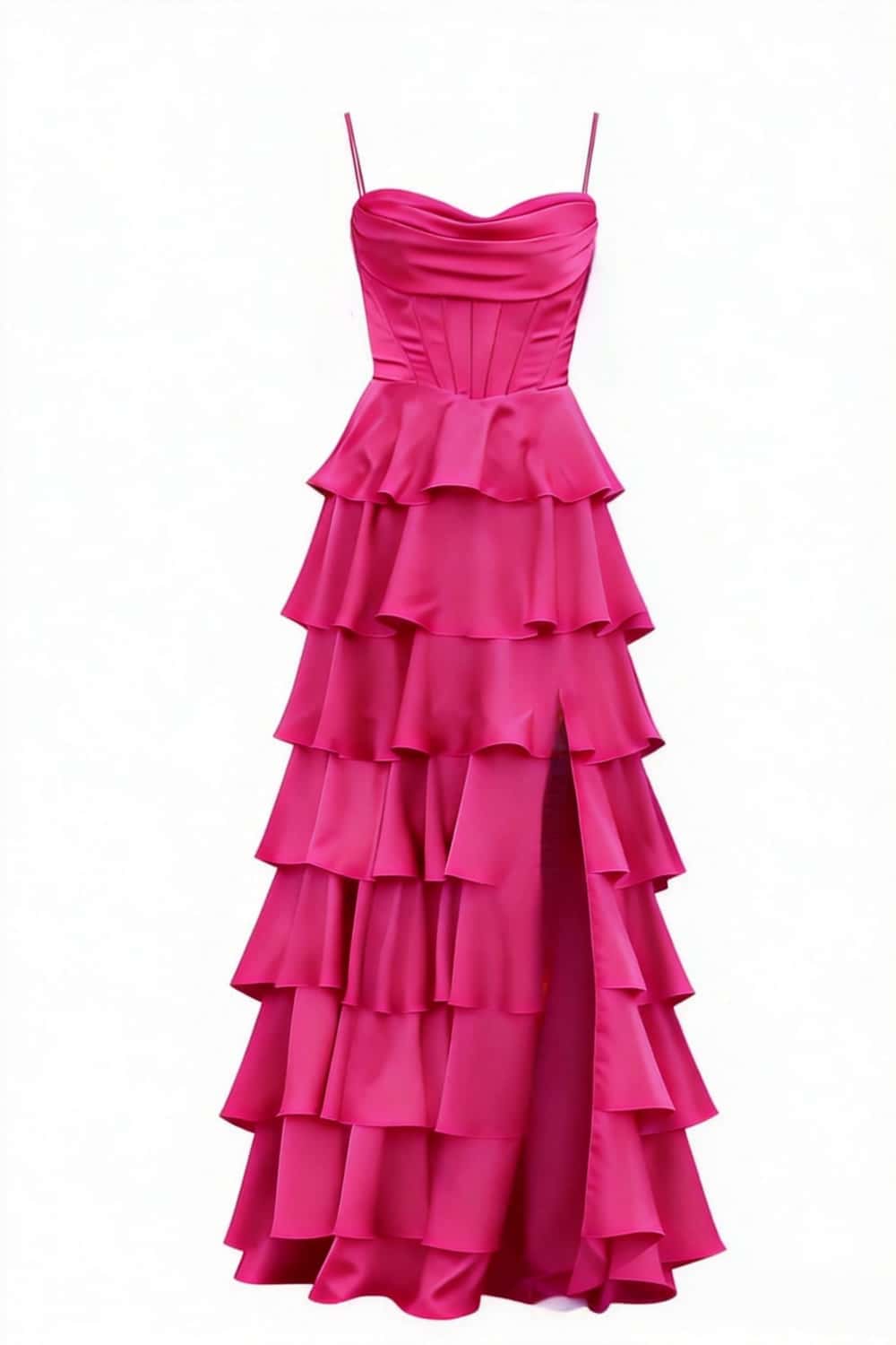 Cowl Neck Royal Blue Ruffle A-line Prom Dress