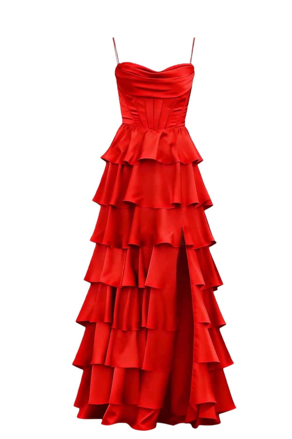 Cowl Neck Royal Blue Ruffle A-line Prom Dress