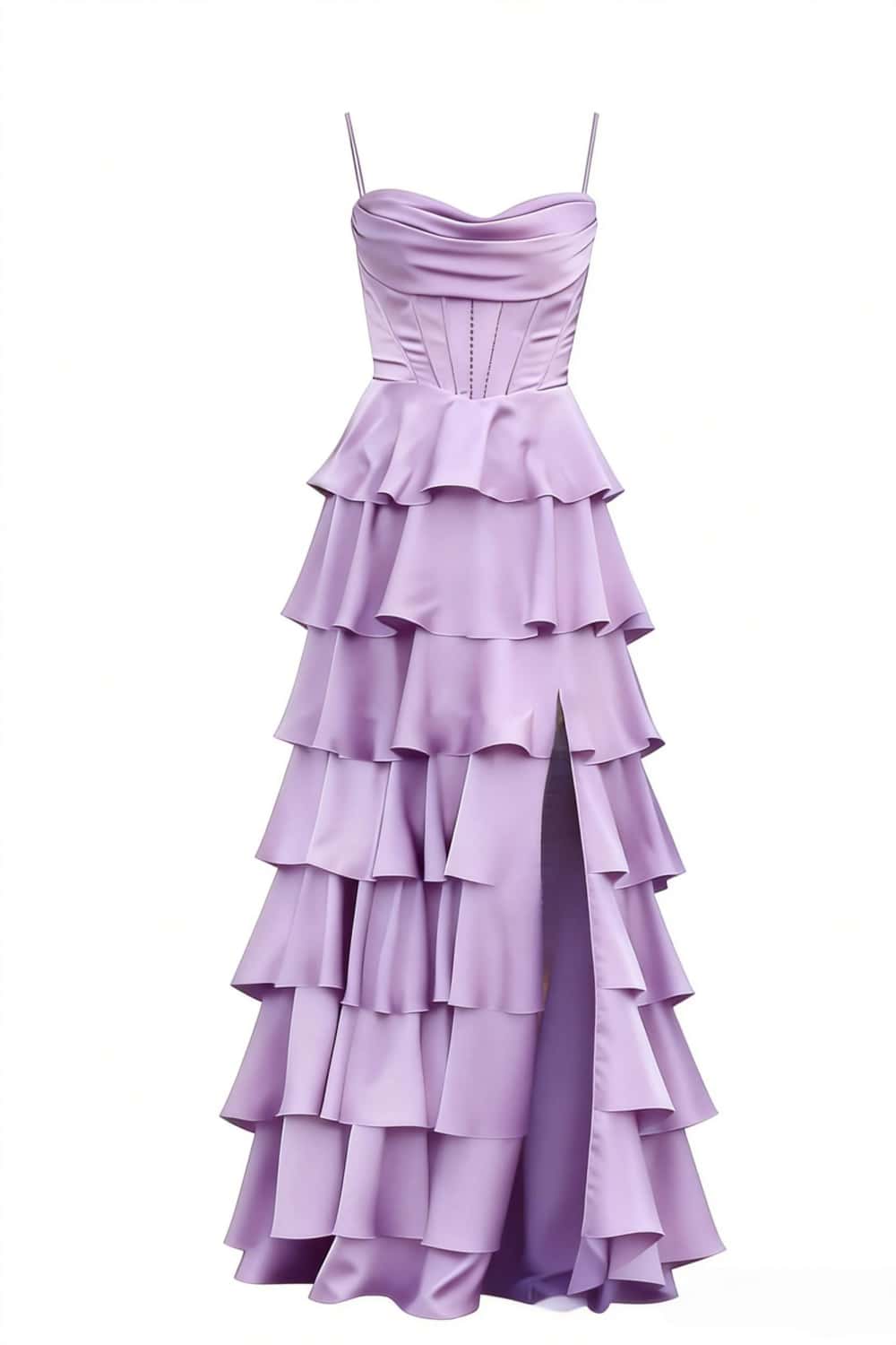 Cowl Neck Royal Blue Ruffle A-line Prom Dress