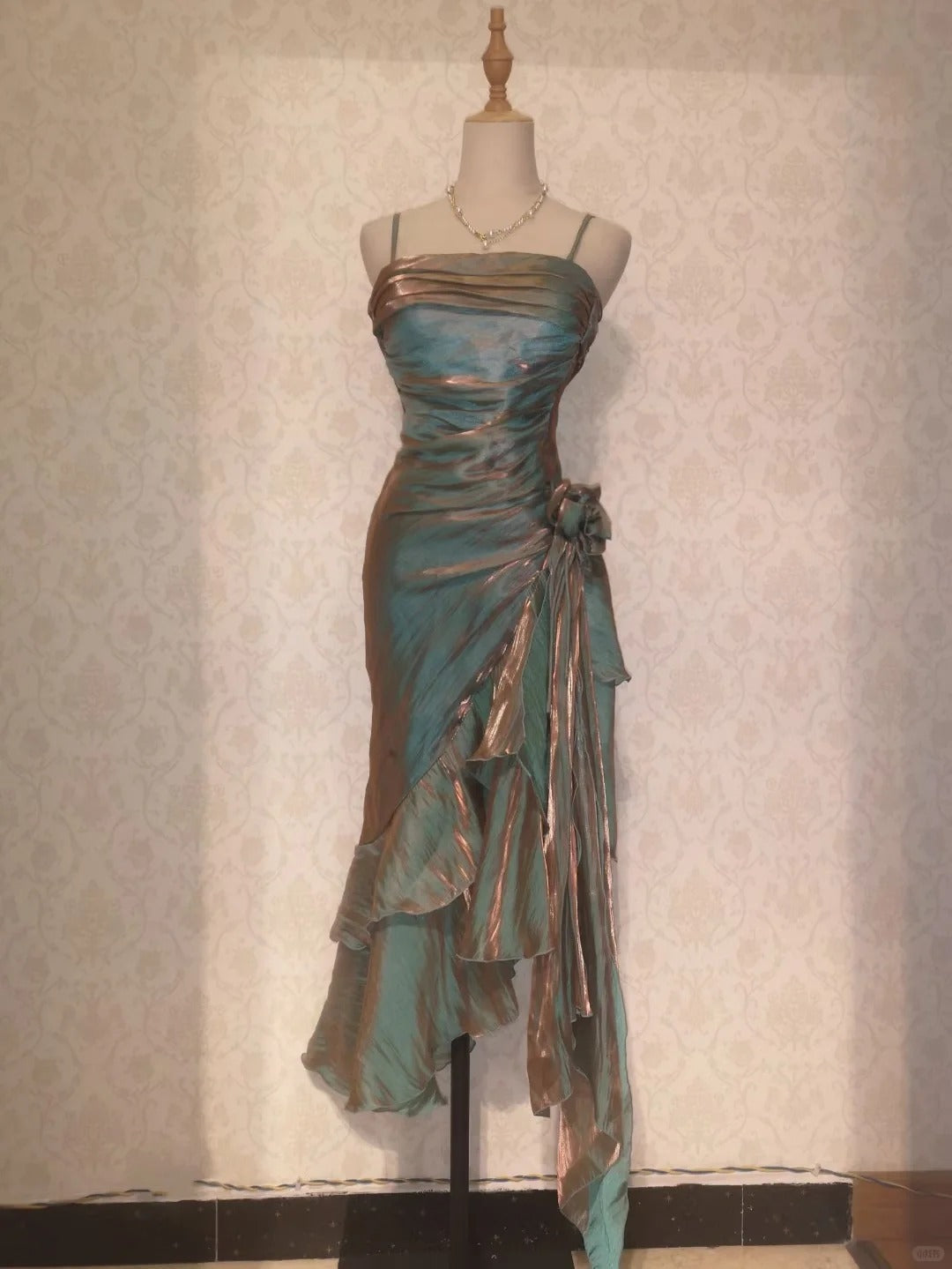 Beautiful Mermaid Spaghetti Strap Ice Blue Irregular Skirt Homecoming Dress