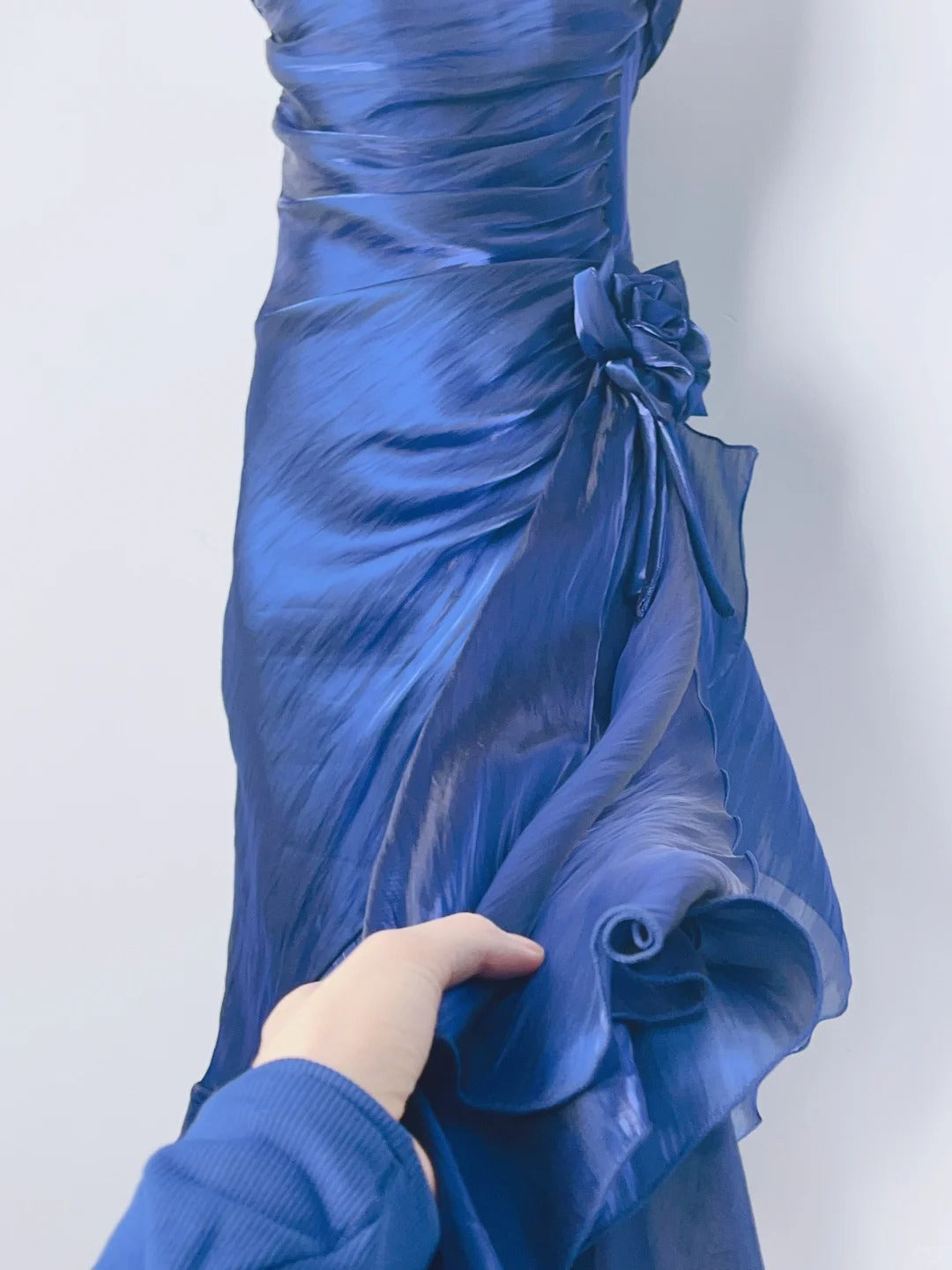Beautiful Mermaid Spaghetti Strap Ice Blue Irregular Skirt Homecoming Dress