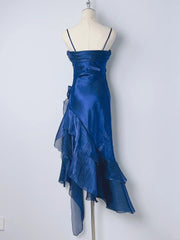 Beautiful Mermaid Spaghetti Strap Ice Blue Irregular Skirt Homecoming Dress