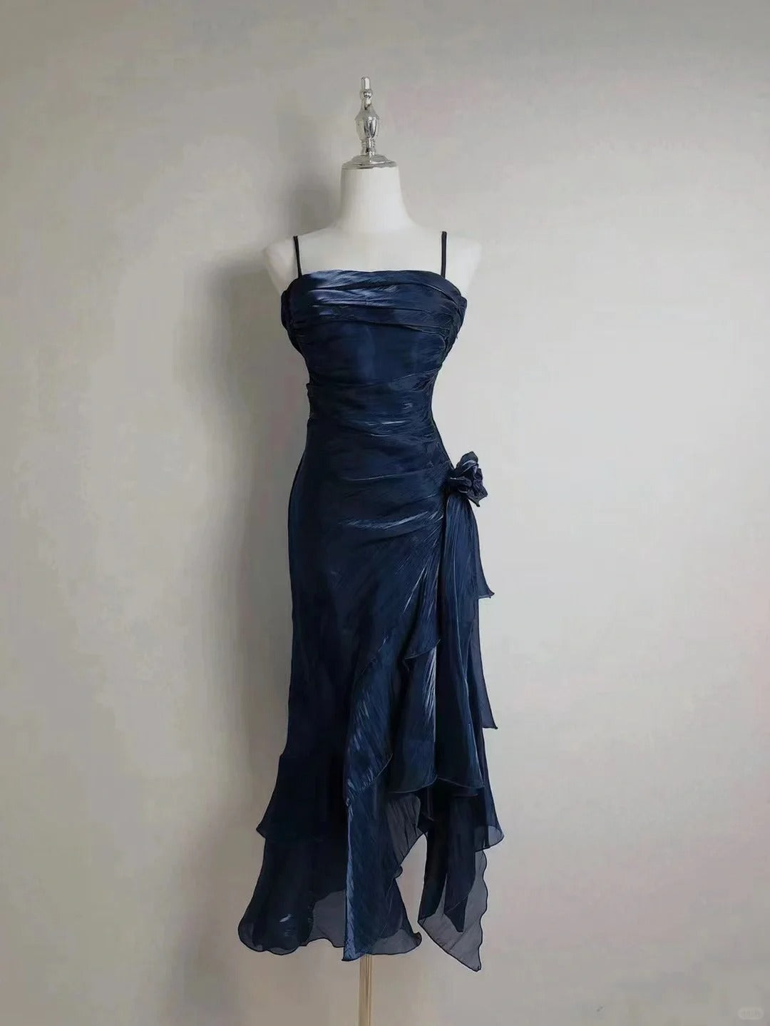 Beautiful Mermaid Spaghetti Strap Ice Blue Irregular Skirt Homecoming Dress