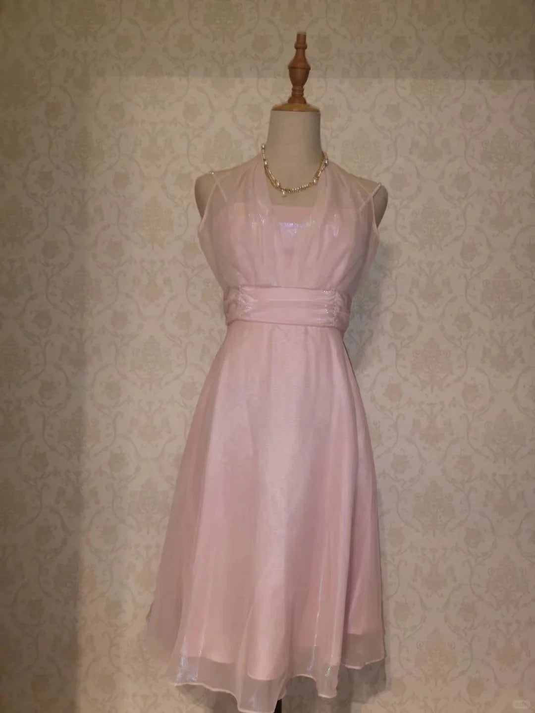 Classic Navy Halter Neck Shimmering Satin Homecoming Dress