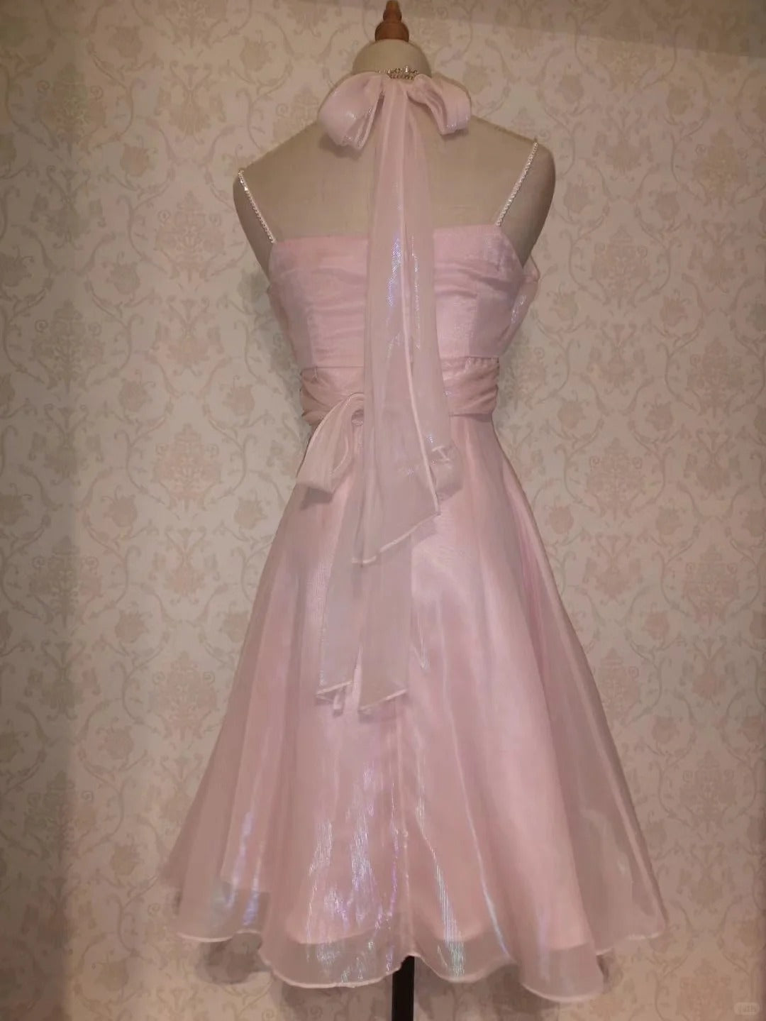 Classic Navy Halter Neck Shimmering Satin Homecoming Dress