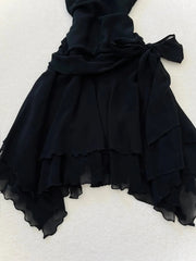 Cute Black Chiffon Strap Mini Homecoming Dress