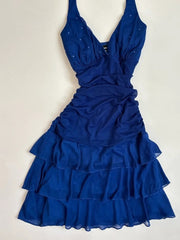 Elegant Royal Blue Halter Neck Chiffon Mini Homecoming Dress