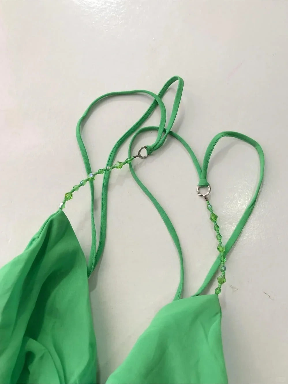 Beautiful Green Spaghetti Strap Pleated Chiffon Irregular Homecoming Dress