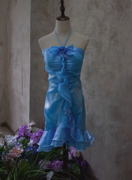 Beautiful Halterneck Off-shoulder Sleeveless Irregular Birthday Party Homecoming Dress