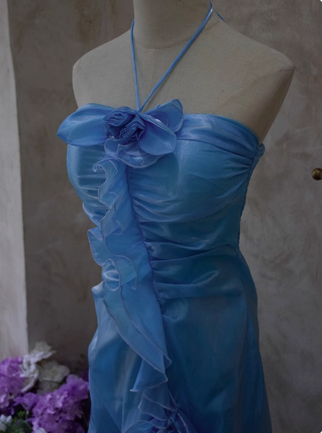 Beautiful Halterneck Off-shoulder Sleeveless Irregular Birthday Party Homecoming Dress