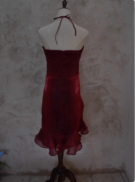Beautiful Halterneck Off-shoulder Sleeveless Irregular Birthday Party Homecoming Dress