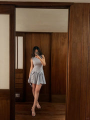Elegant Lilac Round Neck Sleeveless High Elastic A-Line Mini Birthday Party Homecoming Dress