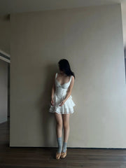 Cute White Strapless V Neck Lace Trim Mini Birthday Party Homecoming Dress