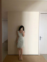 Beautiful Light Green Sleeveless Lace Elegant Birthday Party Homecoming Dress