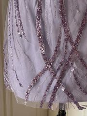 Elegant V-neck Purple Sequin Spaghetti Strap Mini Homecoming Dress