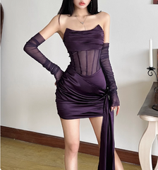 Charming Purple Herringbone Satin Hip-hugging Bodycon 22nd Birthday Homecoming Dress