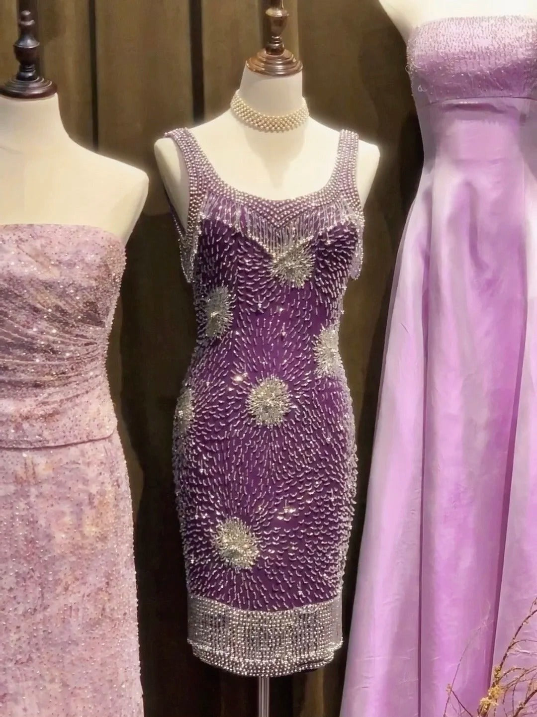 Charming Purple Heavy Work Luxury Beaded Slim Fit 17th Birthday Homecoming Dress