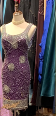 Charming Purple Heavy Work Luxury Beaded Slim Fit 17th Birthday Homecoming Dress