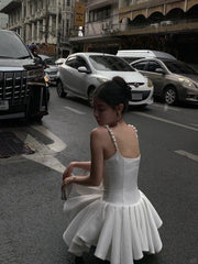 Cute Pearl Strap Square Neck Irregular Skirt 17th Birthday Homecoming Dress