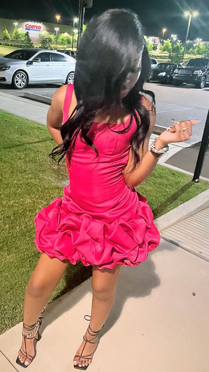 Cute Square Neck Straps Satin Bud Skirt Birthday Dress Homecoming Dress