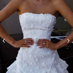 Cute White Tube Top Irregular Skirt Birthday Dress Homecoming Dress