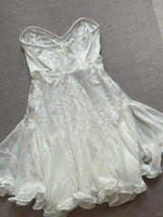 Elegant Tube Top White Lace Splicing Mesh A-line 17th Birthday Homecoming Dress