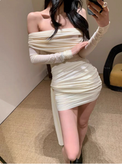 Elegant One-shoulder Tube Top Slim Fit Hip Homecoming Dress