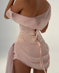 Cute One Shoulder Satin Herringbone Mini Homecoming Dress