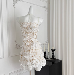 Beautiful Round Neck Mesh Splicing Sleeveless Lace Waist Birthday Skirt Homecoming Dress