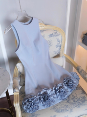 Elegant 3D Flower Satin Birthday Dress Homecoming Dress