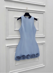 Elegant 3D Flower Satin Birthday Dress Homecoming Dress