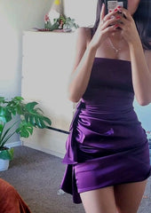 Charming Homecoming Dress Stain Strapless Purple Cocktail Dress Short Birthday Party Dress