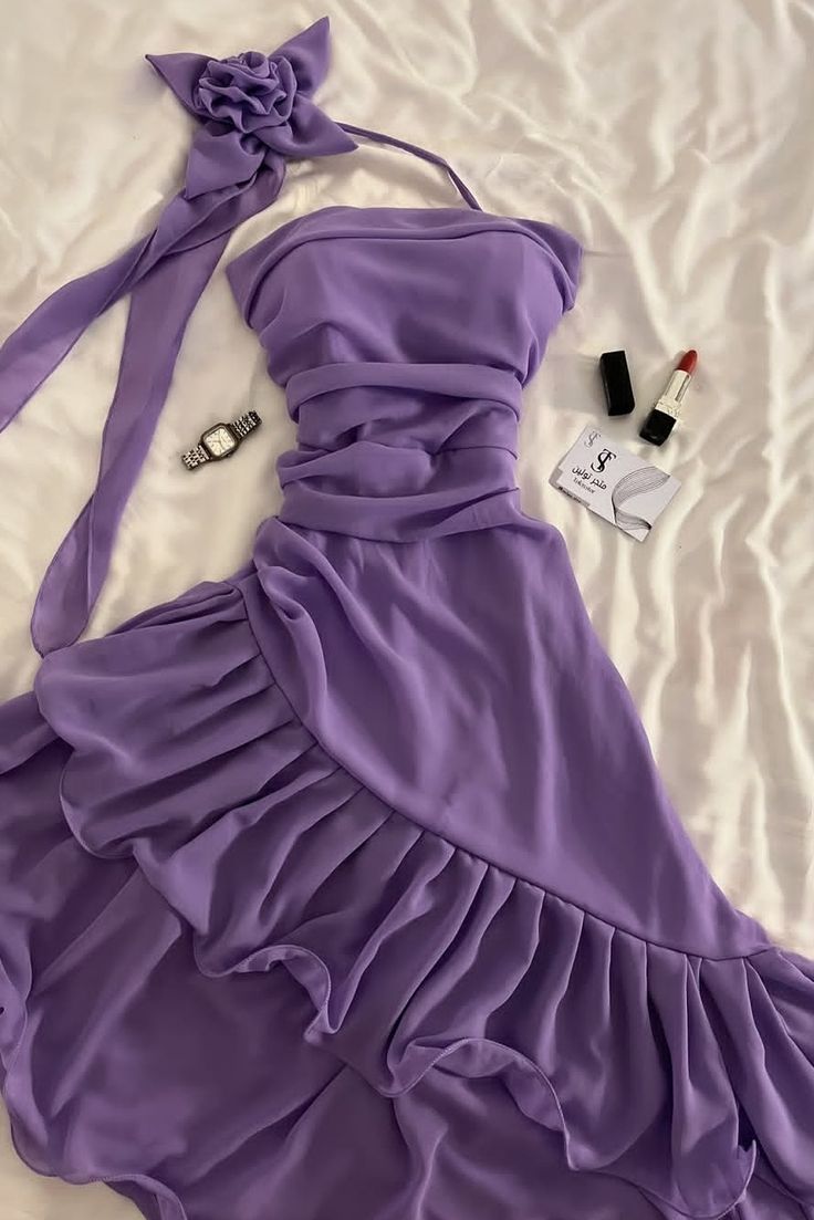 Elegant Homecoming Dress Purple Strapless Chiffon Pleated Birthday Party Dress Cocktail Dress