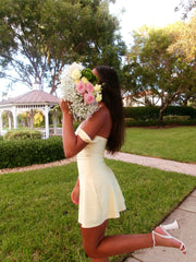 Elegant Homecoming Dress A Line Ivory Off Shoulder Birthday Party Dress Cocktail Dress